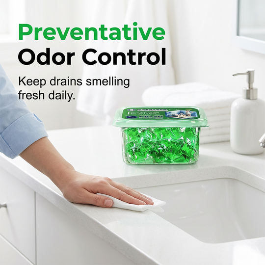 🥳2026 HOT SALE🥳💞50K+ SOLD!🏠💧Drain Deodorizer Pods – Bio‑enzyme formula neutralizes smells at the source. Instant fresh scent, no harsh chemicals. Say goodbye to embarrassing odours. 🚰✅