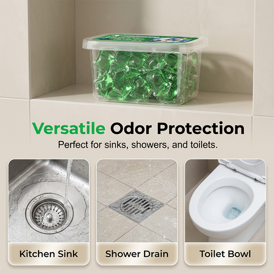 🥳2026 HOT SALE🥳💞50K+ SOLD!🏠💧Drain Deodorizer Pods – Bio‑enzyme formula neutralizes smells at the source. Instant fresh scent, no harsh chemicals. Say goodbye to embarrassing odours. 🚰✅