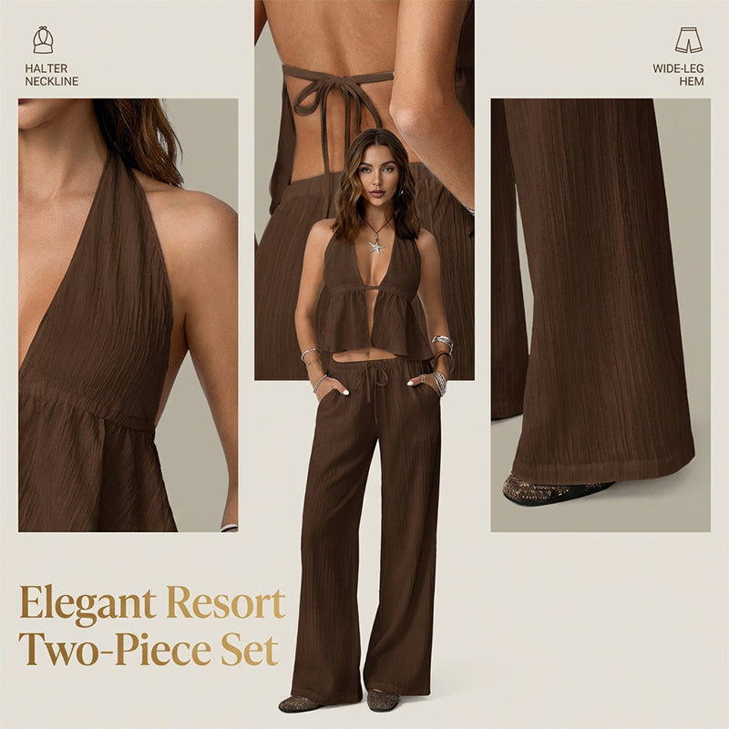 🥳2026 HOT SALE🥳Women's Halter Neck Backless Two-Piece Set