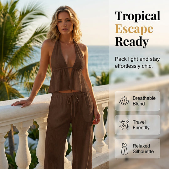 🥳2026 HOT SALE🥳Women's Halter Neck Backless Two-Piece Set
