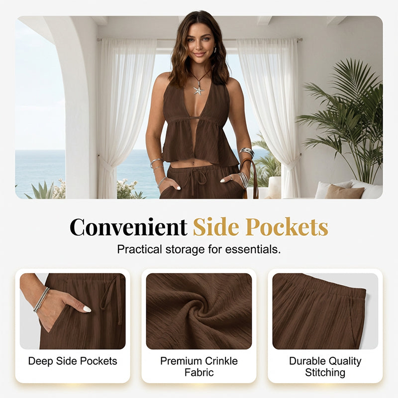 🥳2026 HOT SALE🥳Women's Halter Neck Backless Two-Piece Set