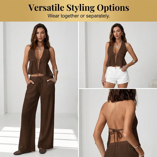 🥳2026 HOT SALE🥳Women's Halter Neck Backless Two-Piece Set