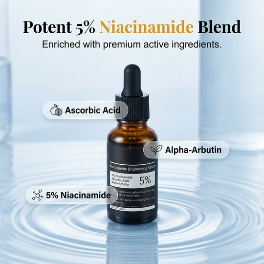 【JMCY × Teashell】Whitening Serum 5% Niacinamide & Alpha Arbutin 30ml — Reduces Dark Spots, Brightens Skin, Long-Lasting Hydration, Suitable for Sensitive Skin