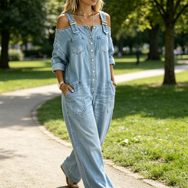 💙Loose Fit Wide-Leg Overall Jumpsuit with Pockets - Everyone’s Asking About👀