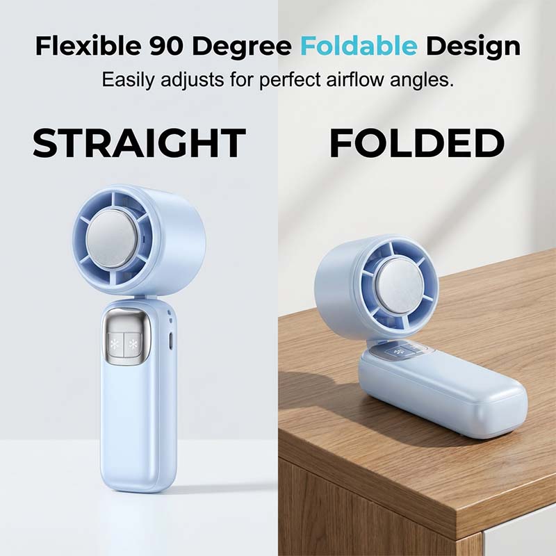 Foldable Handheld Cooling Fan with LED Display