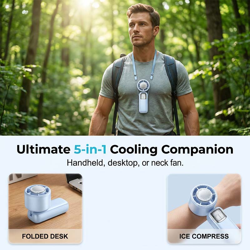 Foldable Handheld Cooling Fan with LED Display
