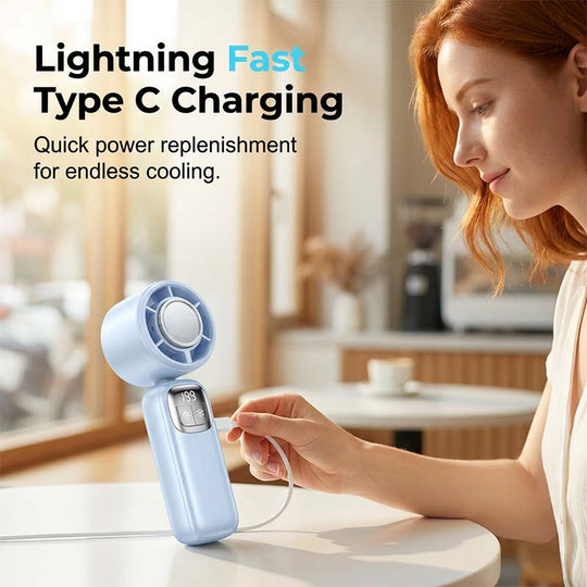 Foldable Handheld Cooling Fan with LED Display