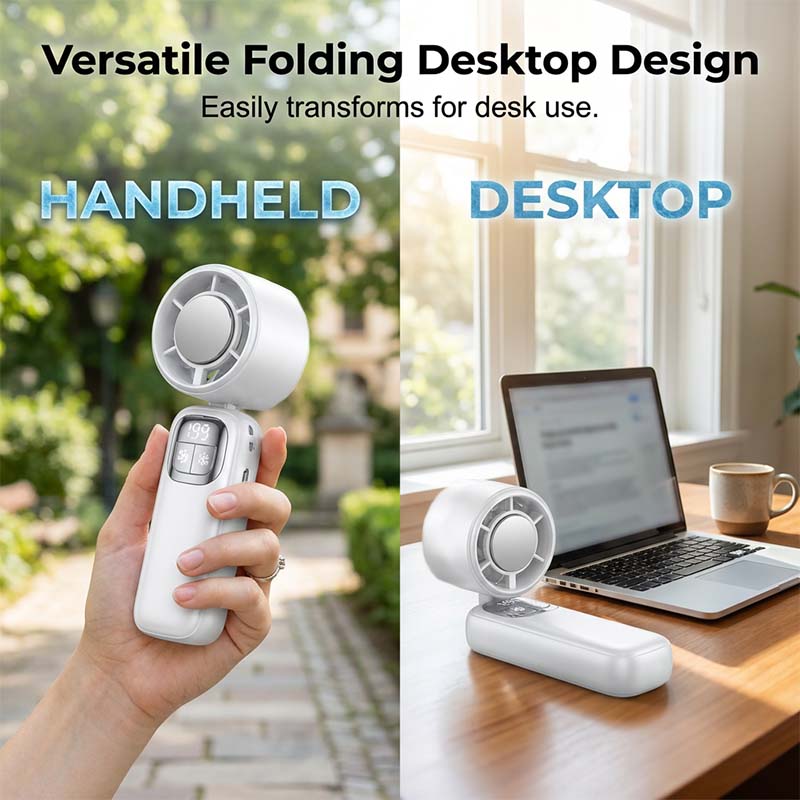 Foldable Handheld Cooling Fan with LED Display