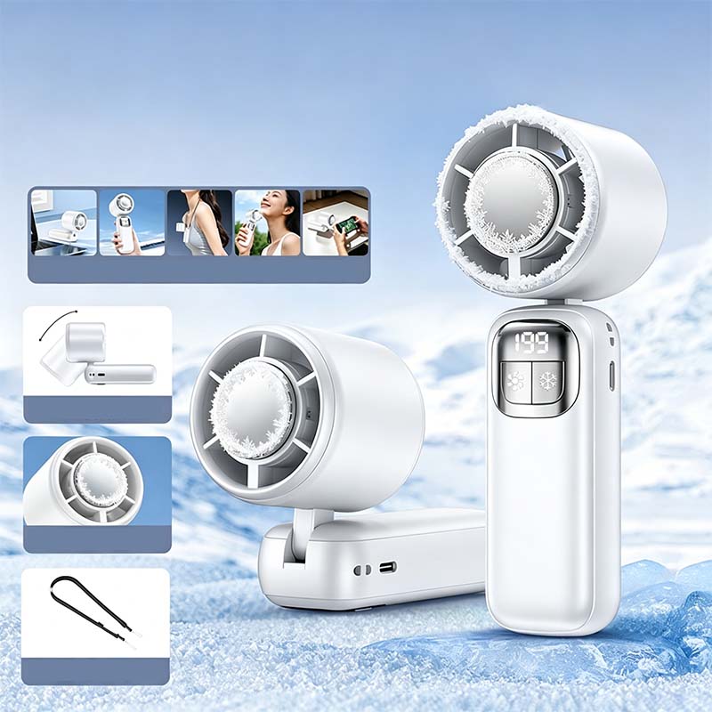 Foldable Handheld Cooling Fan with LED Display