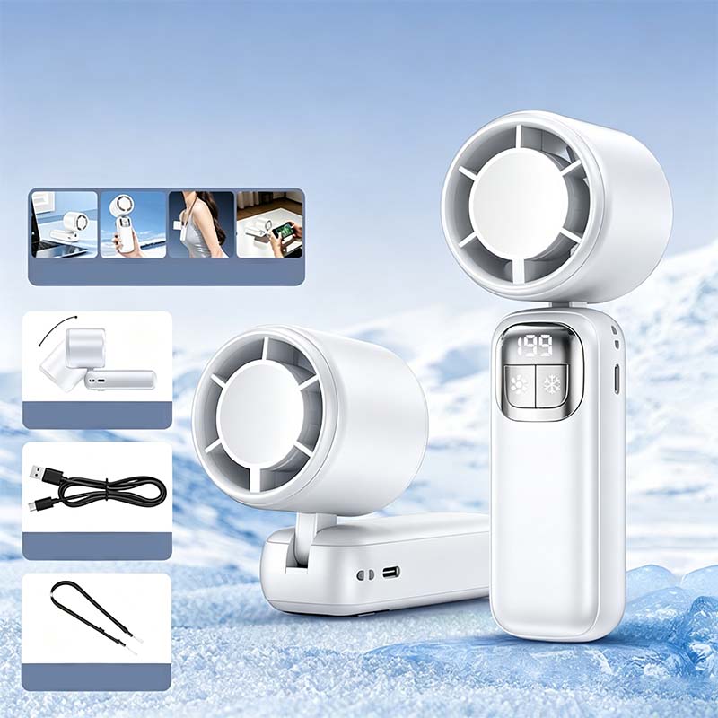 Foldable Handheld Cooling Fan with LED Display