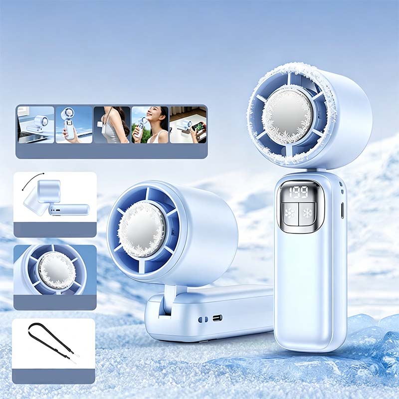 Foldable Handheld Cooling Fan with LED Display