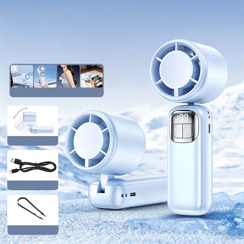 Foldable Handheld Cooling Fan with LED Display