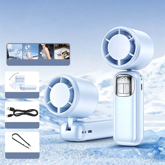 Foldable Handheld Cooling Fan with LED Display