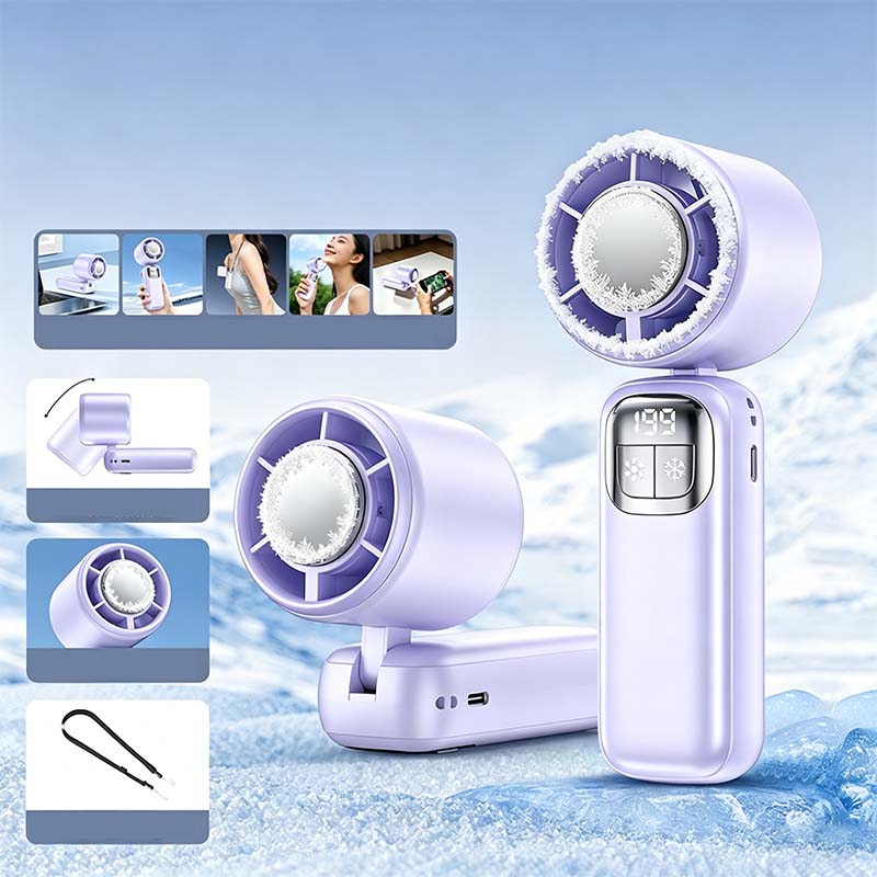 Foldable Handheld Cooling Fan with LED Display