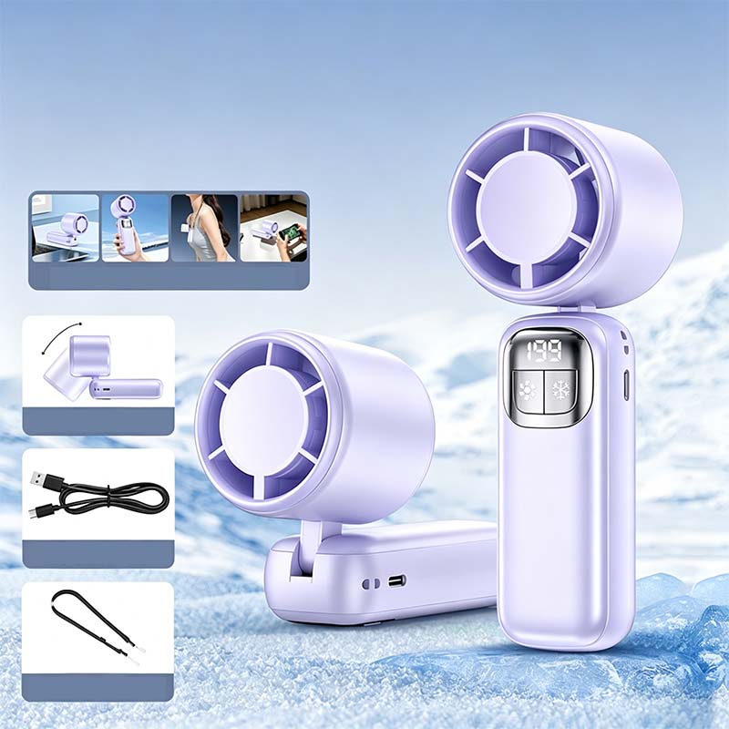 Foldable Handheld Cooling Fan with LED Display