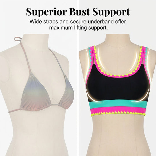 3 Piece Bikini Sets,Tummy Control & High Waisted Swimsuit with Adjustable Wide Shoulder Straps, Neon Color Sporty Swimsuit