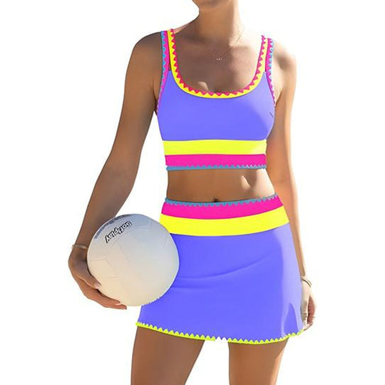3 Piece Bikini Sets,Tummy Control & High Waisted Swimsuit with Adjustable Wide Shoulder Straps, Neon Color Sporty Swimsuit