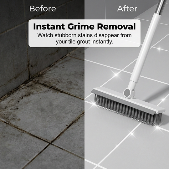 🧹 2-in-1 Grout & Corner Scrubber Brush with Squeegee