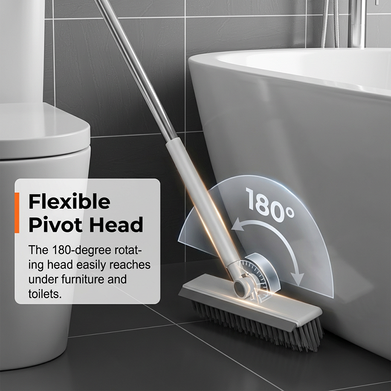 🧹 2-in-1 Grout & Corner Scrubber Brush with Squeegee