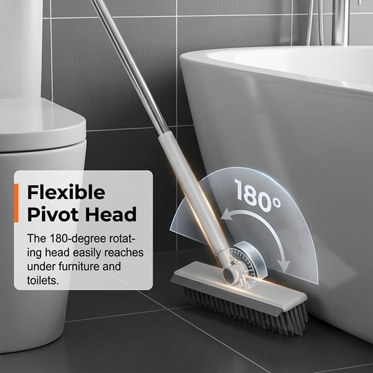 🧹 2-in-1 Grout & Corner Scrubber Brush with Squeegee