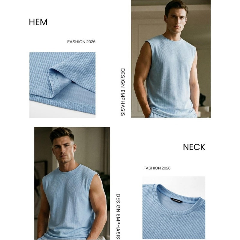 ⚽️🏆️World Cup Sale:50% OFF🎉30K+ SOLD! 🥳Men's Ribbed Sleeveless Tank Top & Pants 2-Piece Set