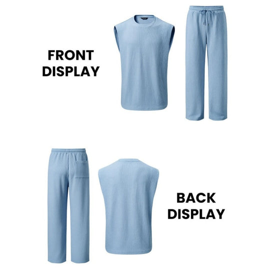⚽️🏆️World Cup Sale:50% OFF🎉30K+ SOLD! 🥳Men's Ribbed Sleeveless Tank Top & Pants 2-Piece Set