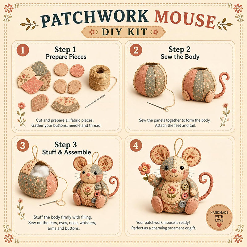 ⚽️🏆️World Cup Sale:30% OFF🎉70K+ SOLD! 🥳Handcrafted Vintage Mouse Plush Sewing Kit