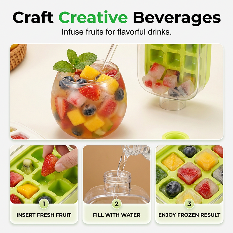 🎁2026 New Arrivals 50% OFF💥2-in-1 Ice Cube Maker Water Bottle Built-In Ice Tray, Food-Grade Silicone, Bpa-Free. Make Ice & Store Water In One Bottle 💼✈️