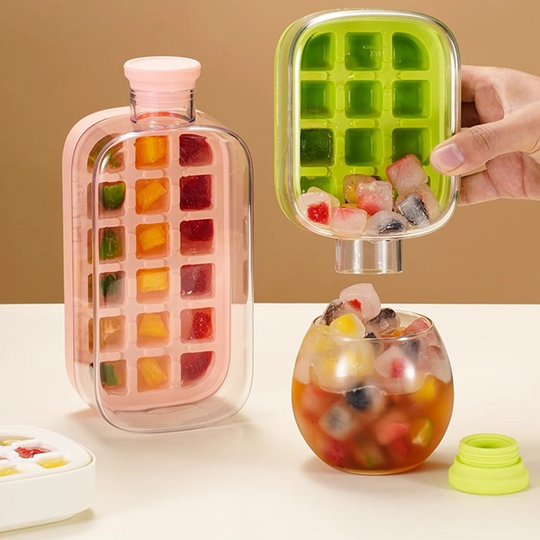 🎁2026 New Arrivals 50% OFF💥2-in-1 Ice Cube Maker Water Bottle Built-In Ice Tray, Food-Grade Silicone, Bpa-Free. Make Ice & Store Water In One Bottle 💼✈️