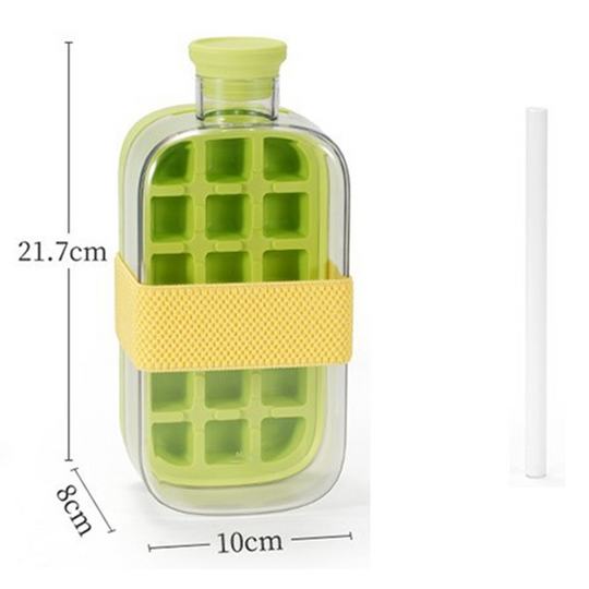 🎁2026 New Arrivals 50% OFF💥2-in-1 Ice Cube Maker Water Bottle Built-In Ice Tray, Food-Grade Silicone, Bpa-Free. Make Ice & Store Water In One Bottle 💼✈️