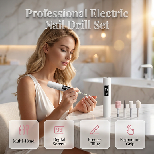 ✨ Multiple heads for shaping & buffing! Professional Electric Nail Polisher – Smooths thick nails, 99-speed display