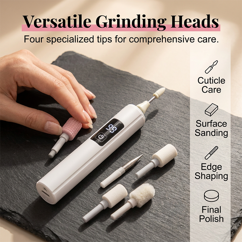 ✨ Multiple heads for shaping & buffing! Professional Electric Nail Polisher – Smooths thick nails, 99-speed display