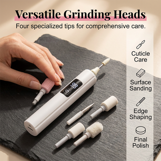✨ Multiple heads for shaping & buffing! Professional Electric Nail Polisher – Smooths thick nails, 99-speed display