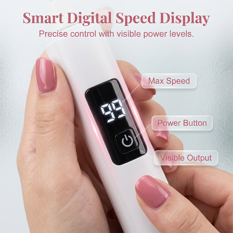 ✨ Multiple heads for shaping & buffing! Professional Electric Nail Polisher – Smooths thick nails, 99-speed display