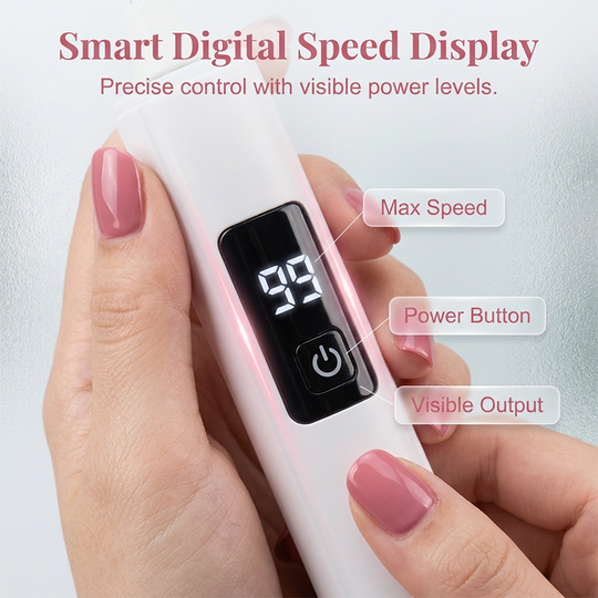 ✨ Multiple heads for shaping & buffing! Professional Electric Nail Polisher – Smooths thick nails, 99-speed display