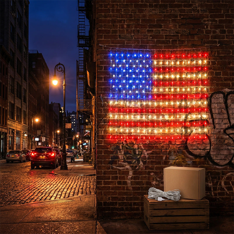 ✨USB Powered Patriotic Flag Net Lights