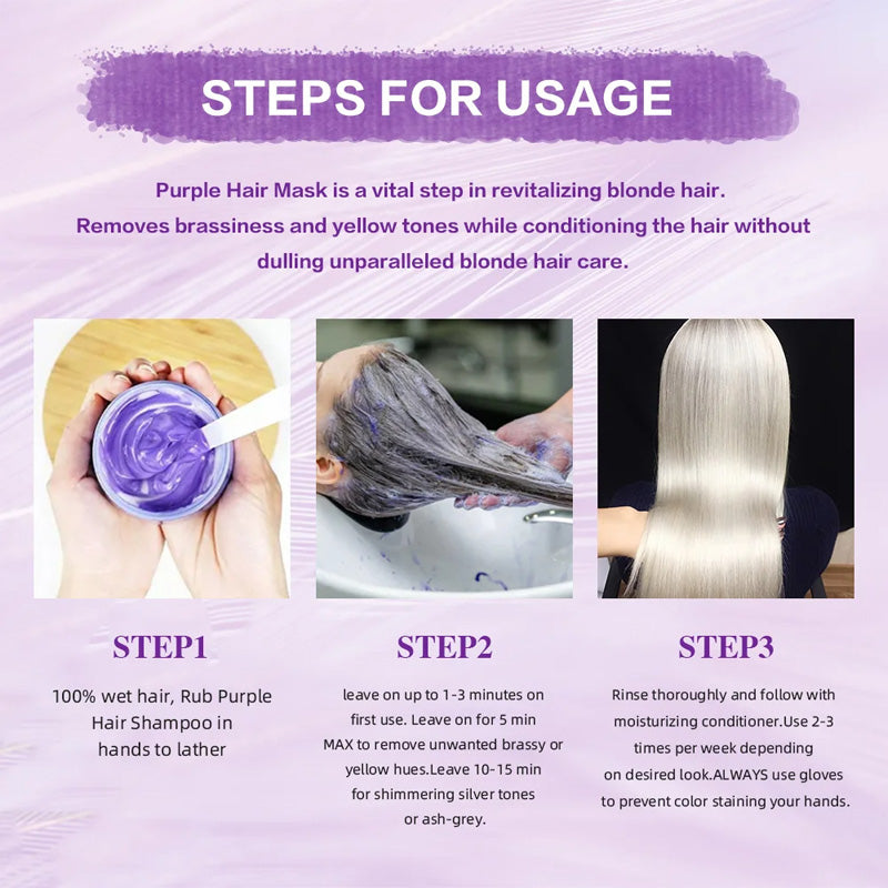 💜Moisturizing Purple Hair Mask with Long-Lasting Scent, Anti-Brass Deep Conditioning Mask for Blonde Bleached Hair