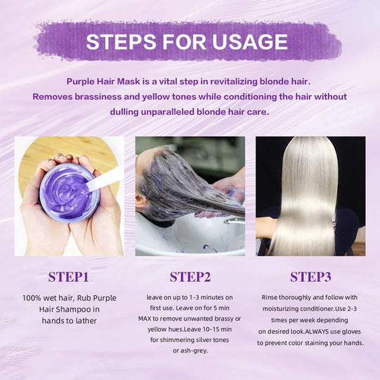 💜Moisturizing Purple Hair Mask with Long-Lasting Scent, Anti-Brass Deep Conditioning Mask for Blonde Bleached Hair
