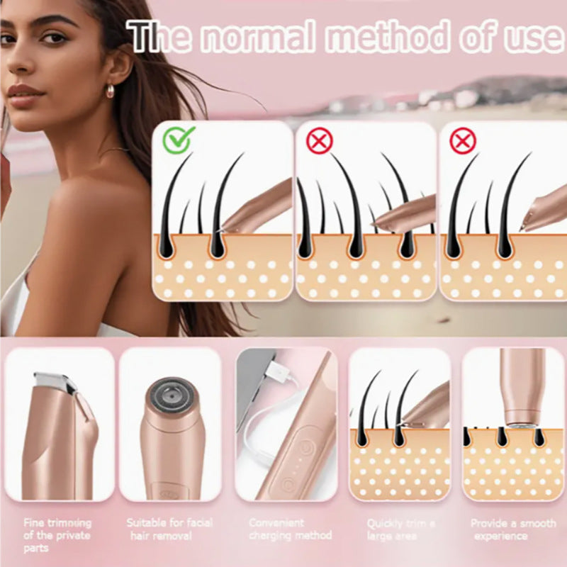 🚨 🚨Pink GONE !! ACT FAST ⚡Bikini Trimmer for Women, Electric Shaver and Razor Rechargeable 2-in-1 Body and Facial Epilator, Underarms and Legs, IPX7 Waterproof
