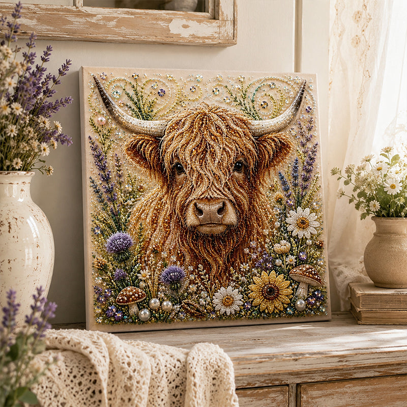 🏆 Last Day Special Price £12.98🦉💛 Highland Cow Pearl Art DIY Kit – Relaxing DIY Craft to Create Stunning Coastal Artwork (📦Buy 4 Free Shipping)