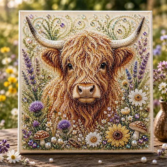 🏆 Last Day Special Price £12.98🦉💛 Highland Cow Pearl Art DIY Kit – Relaxing DIY Craft to Create Stunning Coastal Artwork (📦Buy 4 Free Shipping)