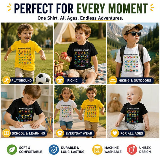 🦖Hot Sale 57% OFF✨Kids Dinosaur Alphabet Graphic T-Shirt