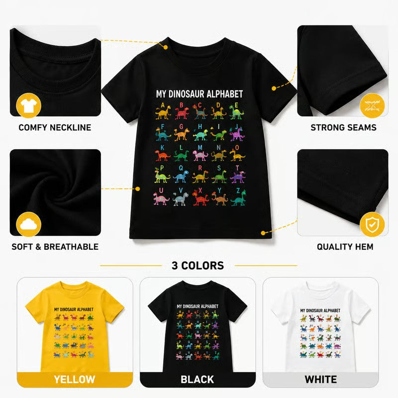 🦖Hot Sale 57% OFF✨Kids Dinosaur Alphabet Graphic T-Shirt