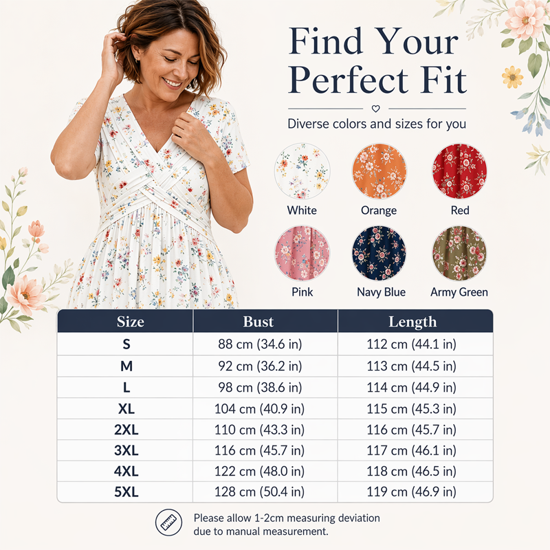 🌸LAST DAY SPECIAL PRICE!!🌸Women's V-Neck Floral Print Dress with Twist Waist