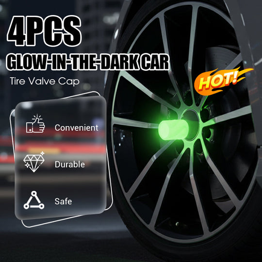 4PCS Glow-in-The-Dark Car Tire Valve Cap