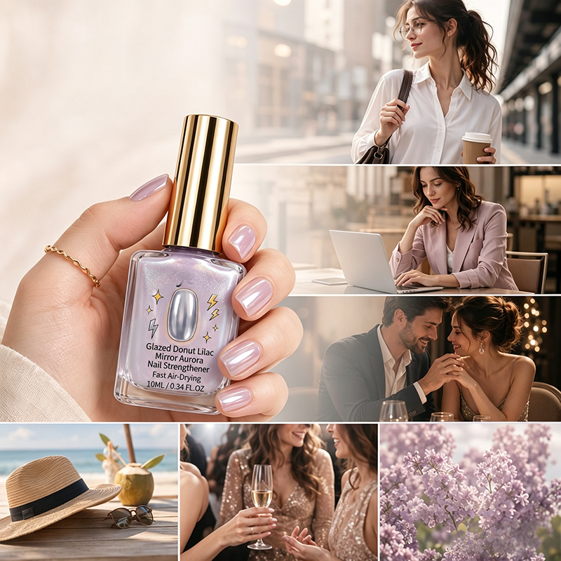 💜Lilac Glossy Mirror Nail Strengthener