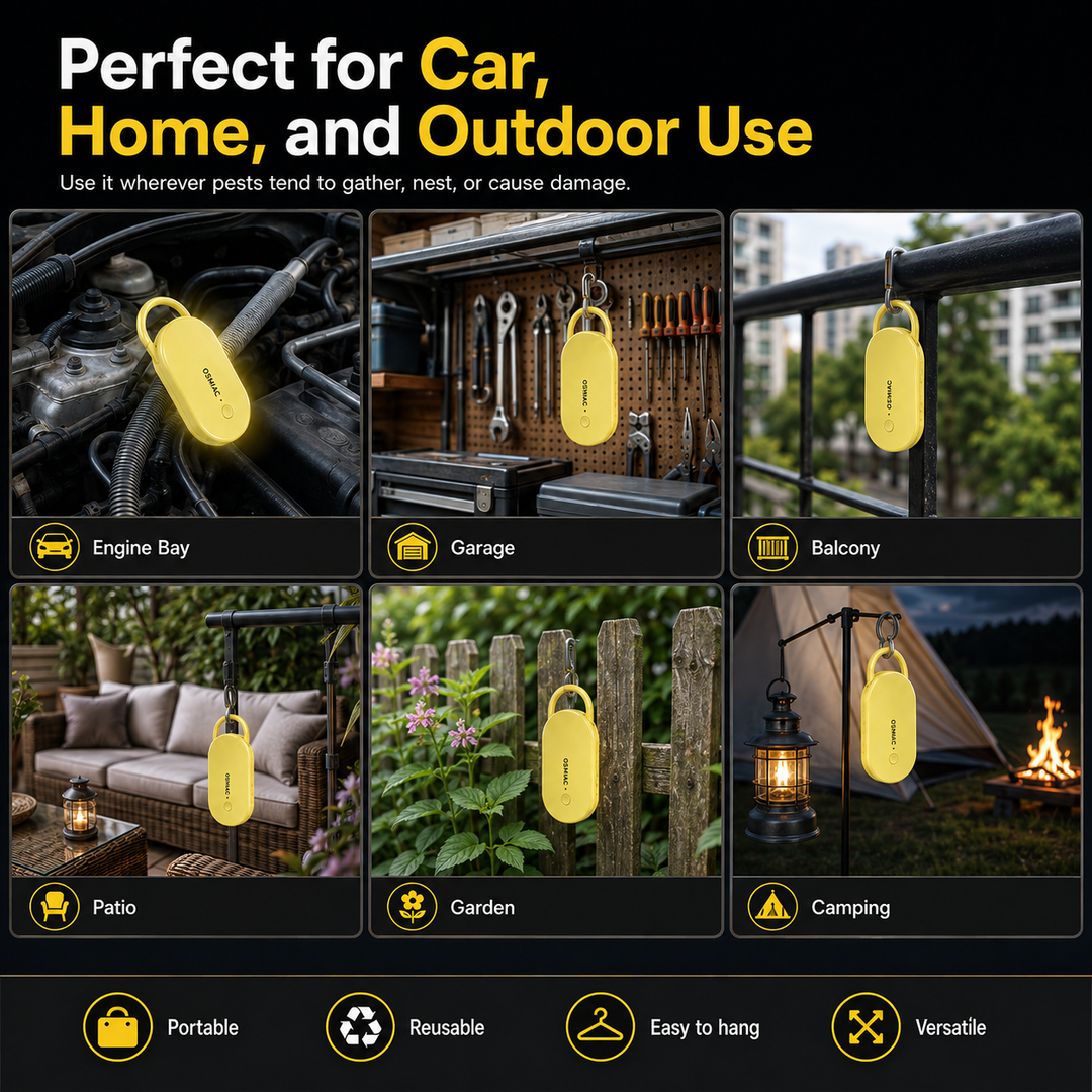 📢📢50% OFF !! ⏰Portable Ultrasonic Pest Repeller with Hanging Hook for Car