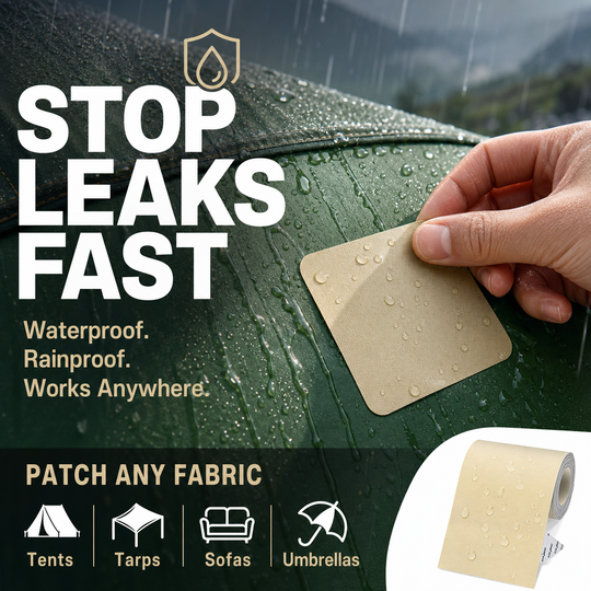 ⛺50% OFF NOW ! ✨Self‑Adhesive Tarpaulin Repair Patch, Waterproof Fabric Repair Tape, Rain‑Resistant Strong Adhesion for Tent, Tarp, Backpack & Umbrella