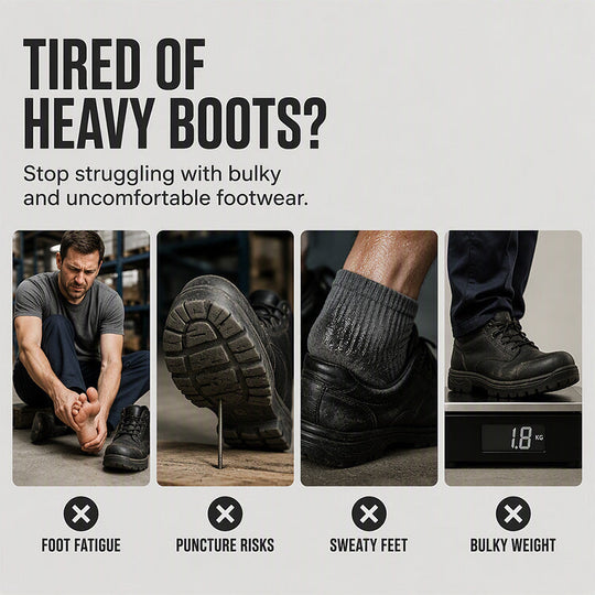 🥾 50% OFF NOW! 🛡️ Slip-On Steel Toe Safety Loafers – Ultralight 0.7lb, ASTM Certified & Casual Comfort 💪