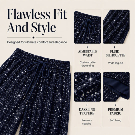 🛍️🔥Last Day 70% OFF⚡50K+ SOLD!👖Women's Sequin Sparkle Elastic Waist Straight-Leg Pants